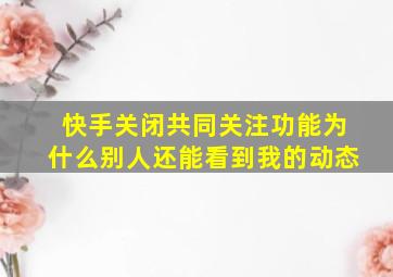 快手关闭共同关注功能为什么别人还能看到我的动态