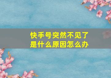 快手号突然不见了是什么原因怎么办