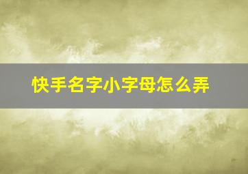 快手名字小字母怎么弄