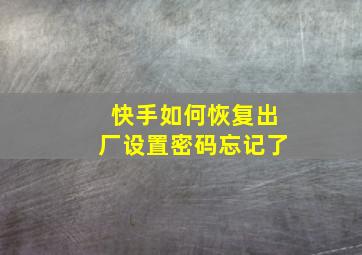 快手如何恢复出厂设置密码忘记了