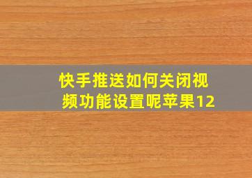 快手推送如何关闭视频功能设置呢苹果12