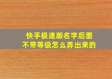 快手极速版名字后面不带等级怎么弄出来的