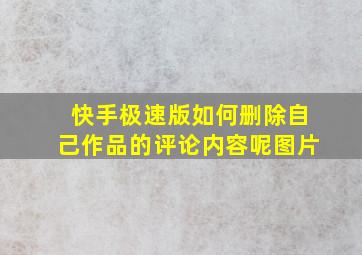 快手极速版如何删除自己作品的评论内容呢图片