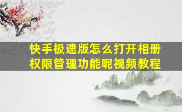 快手极速版怎么打开相册权限管理功能呢视频教程