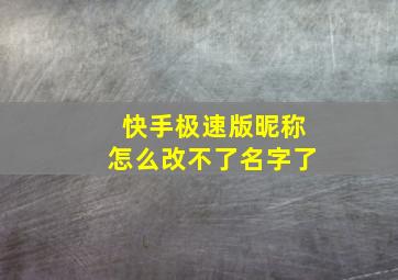 快手极速版昵称怎么改不了名字了