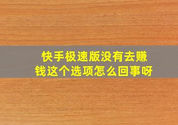 快手极速版没有去赚钱这个选项怎么回事呀