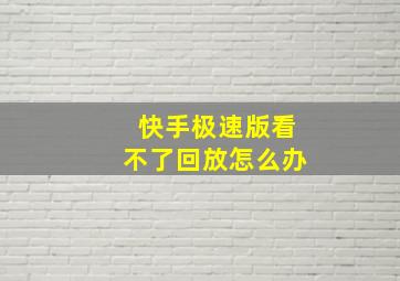 快手极速版看不了回放怎么办