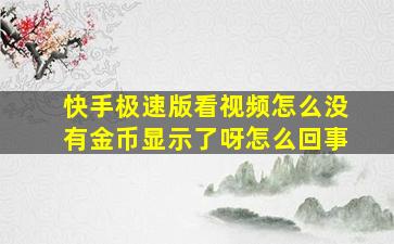 快手极速版看视频怎么没有金币显示了呀怎么回事