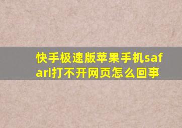 快手极速版苹果手机safari打不开网页怎么回事