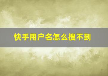 快手用户名怎么搜不到