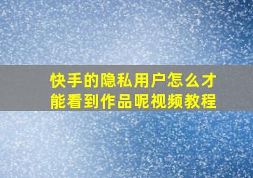 快手的隐私用户怎么才能看到作品呢视频教程