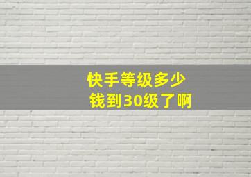 快手等级多少钱到30级了啊