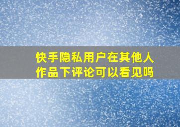 快手隐私用户在其他人作品下评论可以看见吗