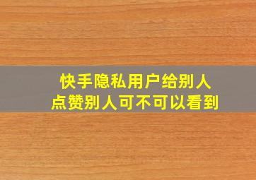 快手隐私用户给别人点赞别人可不可以看到