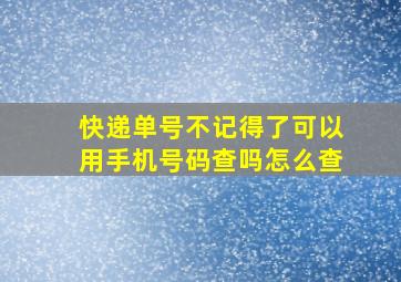 快递单号不记得了可以用手机号码查吗怎么查