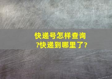 快递号怎样查询?快递到哪里了?