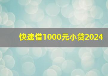 快速借1000元小贷2024