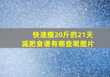 快速瘦20斤的21天减肥食谱有哪些呢图片