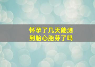 怀孕了几天能测到胎心胎芽了吗