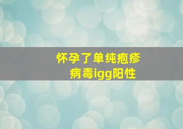 怀孕了单纯疱疹病毒igg阳性