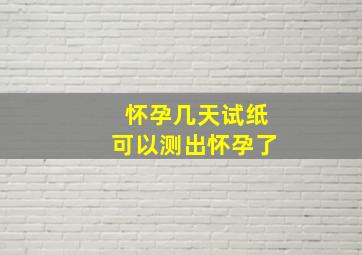 怀孕几天试纸可以测出怀孕了