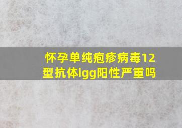 怀孕单纯疱疹病毒12型抗体igg阳性严重吗