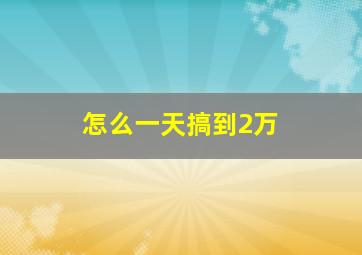 怎么一天搞到2万