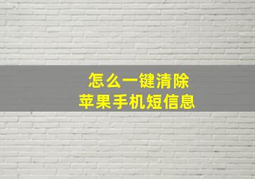 怎么一键清除苹果手机短信息