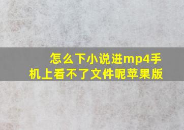 怎么下小说进mp4手机上看不了文件呢苹果版