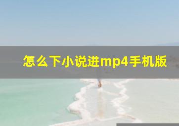 怎么下小说进mp4手机版