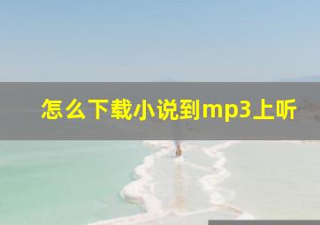 怎么下载小说到mp3上听