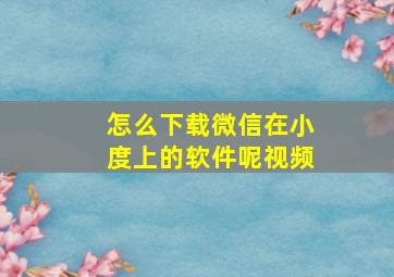 怎么下载微信在小度上的软件呢视频