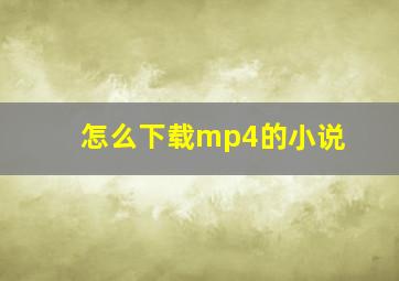 怎么下载mp4的小说