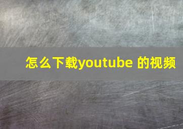 怎么下载youtube 的视频