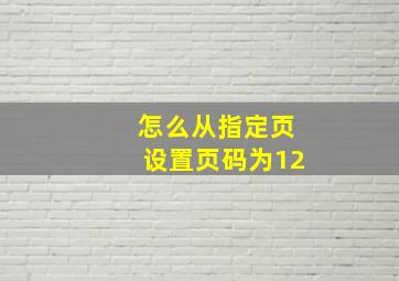 怎么从指定页设置页码为12