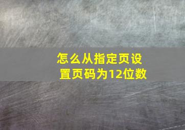 怎么从指定页设置页码为12位数