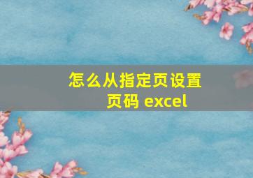 怎么从指定页设置页码 excel