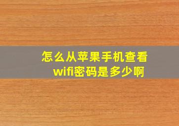 怎么从苹果手机查看wifi密码是多少啊