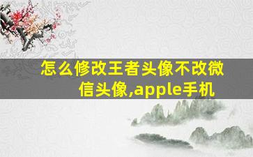 怎么修改王者头像不改微信头像,apple手机