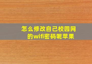 怎么修改自己校园网的wifi密码呢苹果