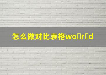 怎么做对比表格wo r d