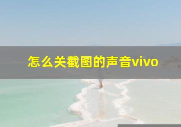 怎么关截图的声音vivo