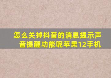 怎么关掉抖音的消息提示声音提醒功能呢苹果12手机