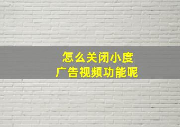 怎么关闭小度广告视频功能呢