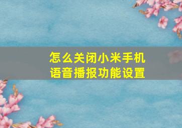 怎么关闭小米手机语音播报功能设置