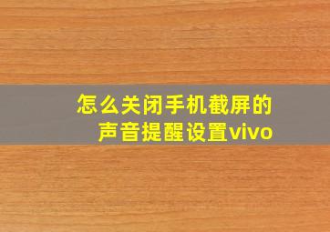 怎么关闭手机截屏的声音提醒设置vivo