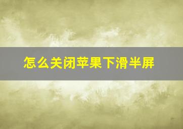 怎么关闭苹果下滑半屏