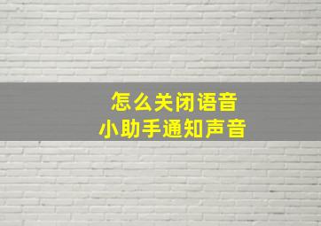 怎么关闭语音小助手通知声音