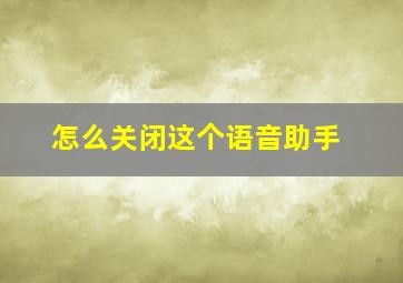 怎么关闭这个语音助手