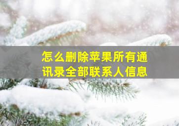 怎么删除苹果所有通讯录全部联系人信息